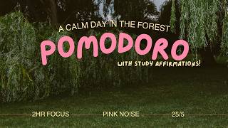 A Calm Day In The Forest   Pomodoro Timer 4x25min with study affirmations   Study & Work motivation screenshot 1