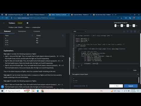 Tekken Starter 77 Codechef solution in java