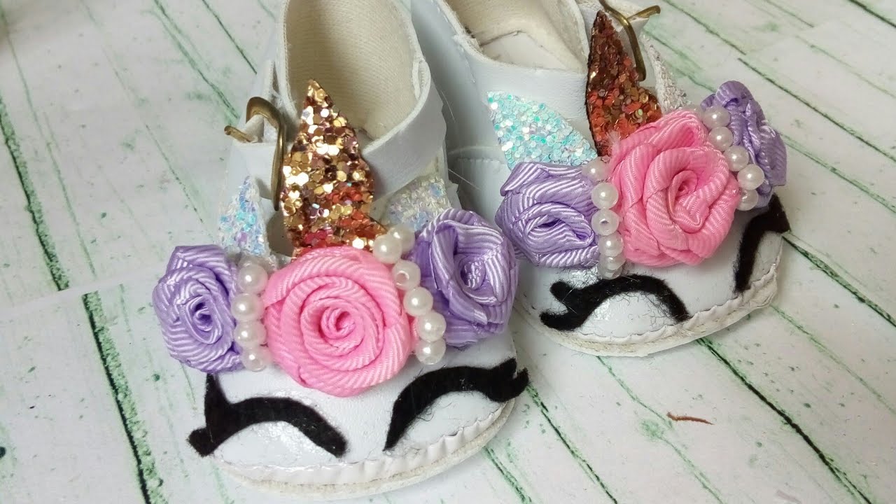 contacto Bienes sonriendo ZAPATITOS DE UNICORNIO PARA BEBE 😍 - COMO DECORAR ZAPATITOS - NIÑAS-  BEBES- PRINCESAS - YouTube