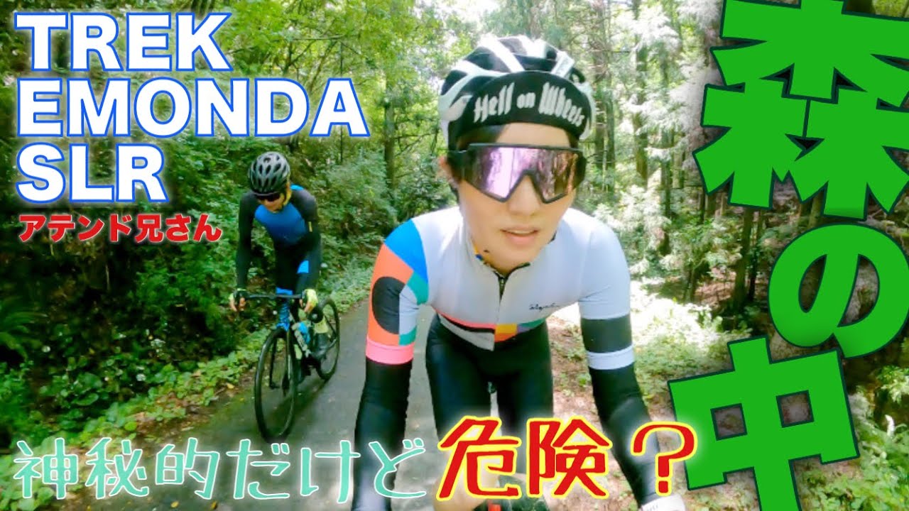 【危険あり】神秘的☆森の中へ。ロードバイク女子のゆるぽたサイクリング。トレックエモンダSLRのお兄さんと一緒に。激坂あり落車ありの自転車岐阜の旅。