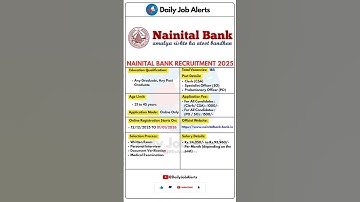 Nainital Bank Recruitment 2025 | New Vacancy 2025 | Daily Job Alerts #shorts