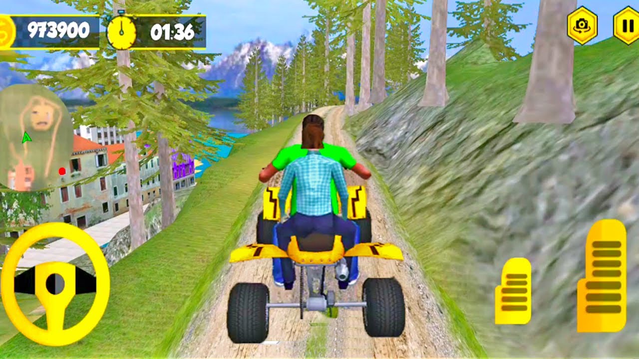 Mountain ATV Bike Taxi Green Hill Driving Game | Mountain Climb Racing | ATV Bike Games 3D