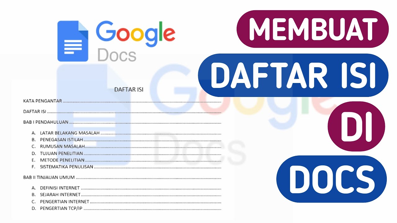 Cara membuat daftar isi di google docs dengan titik titik youtube