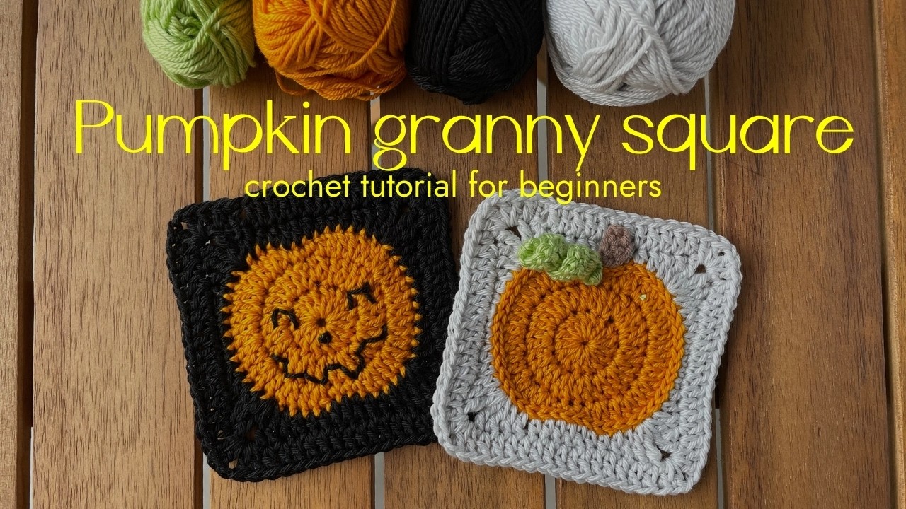 How To Crochet Cute Pumpkin Granny Squares For Halloween!