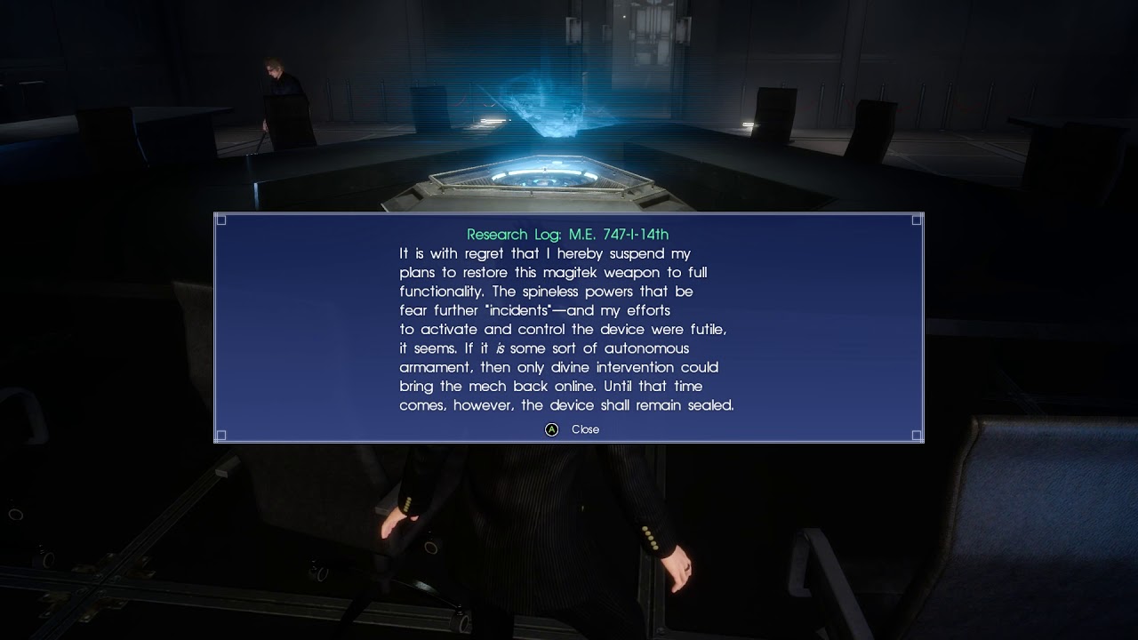 Final Fantasy XV WE - Datalog - Omega Files 06 Research Log M.E. 747-I-14th (Zegnautus)