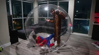 24 HOUR OVERNIGHT IN GIANT BUBBLE BALL! (INTENSE)