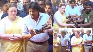 Pawan Kalyan & Anna Konidela Buying A Craft Wood At Central Craft Wood Bank