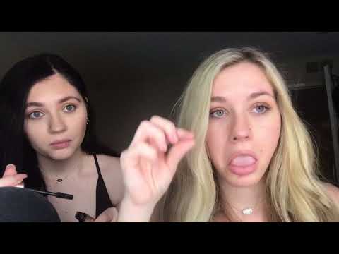 ASMR- UP CLOSE- doing my identical twin Sister’s makeup/ tingly whisper/ FT. Madsasmr