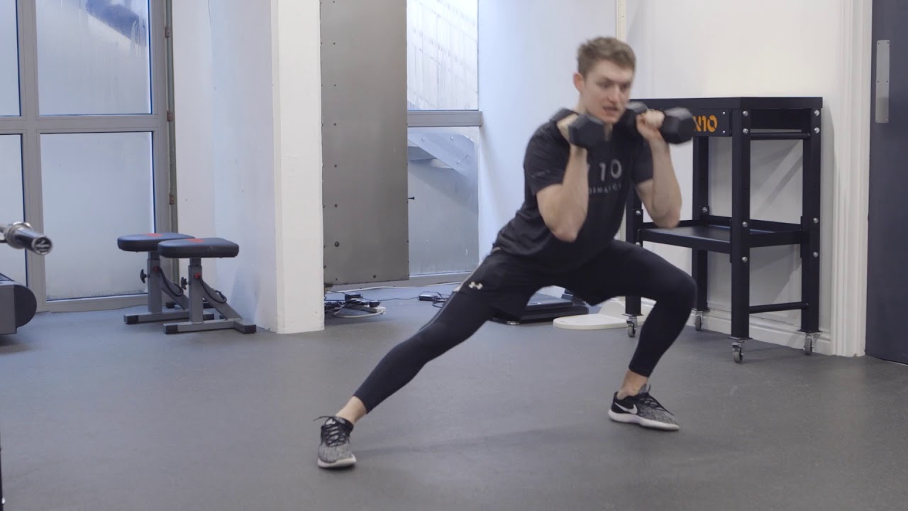 Rack dumbell lateral lunge - YouTube