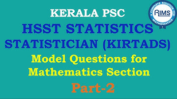 Kerala PSC Statistician(KIRTADS) HSST & SET| Questions from Mathematics Section | Problems| Part 2
