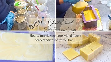 Making Ghost Swirl Cold Process Soap or How to marble your soap with different concentrations of lye