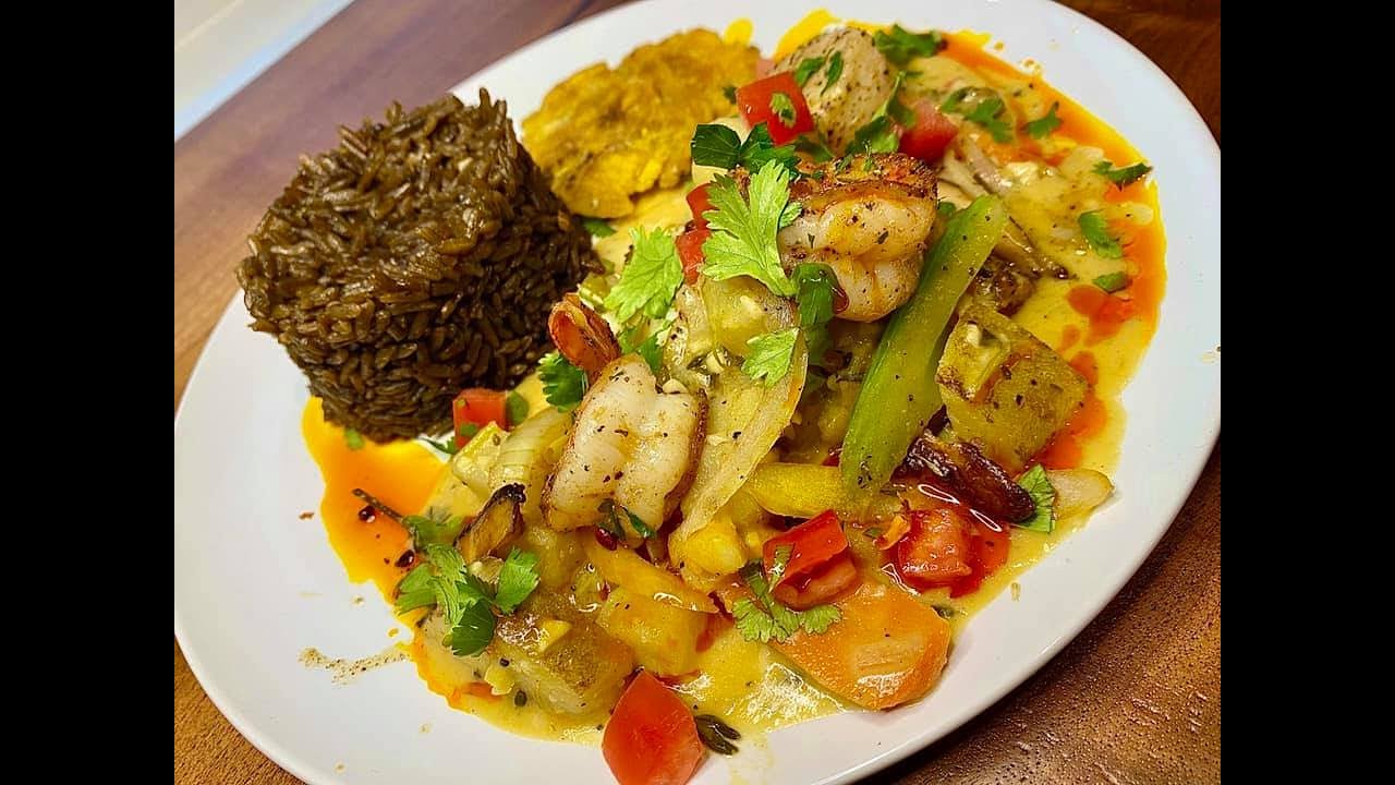 Coconut Seafood Stew with Seared Halibut, Scallops, and Shrimp by The