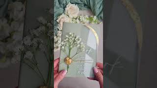 Sage Green Clear Arched Wedding Invitations, Elegant Garden Wedding Cards, Greenery Acrylic Invites