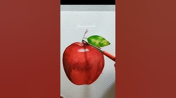 How to draw apple with watercolor #art #shorts #shortvideo #satisfying