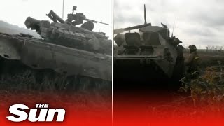 Ukrainian Paratroopers capture two Russian tanks in Luhansk region