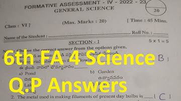 6th FA 4 Science Question paper and answers