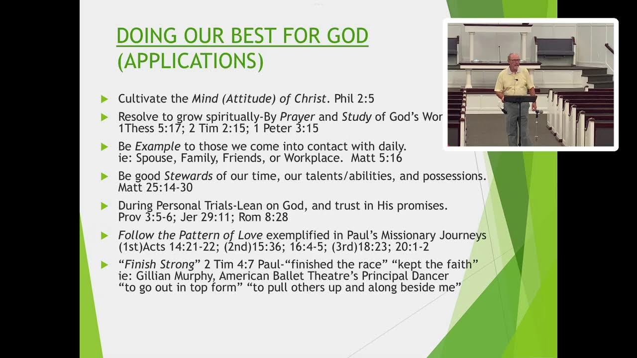Jul 30, 2025 Wed Bible Study | Summer Series 3 - Being the Best for God | David Rogers