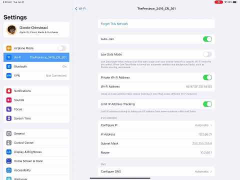 iPad Wi-Fi Settings