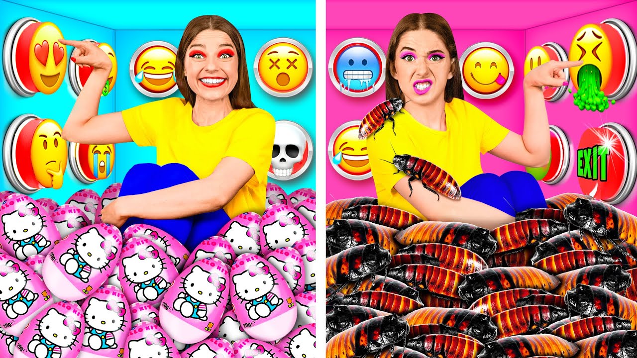 Wyzwanie 1000 Tajemniczych Przycisków Tylko Jeden Pozwala Uciec | Śmieszne Wyzwania Kulinarne