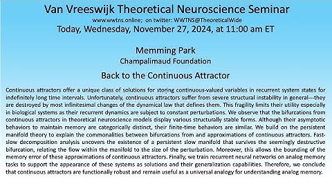 Back to the Continuous Attractor | Memming Park, Champalimaud Foundation