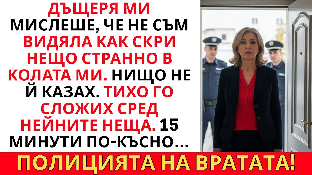 ДЪЩЕРЯ МИ МИСЛЕШЕ, ЧЕ НЕ СЪМ ВИДЯЛА КАК СКРИ ПЛИК В КОЛАТА МИ. ПРЕМЕСТИХ ГО… ПОЛИЦИЯТА ДОЙДЕ