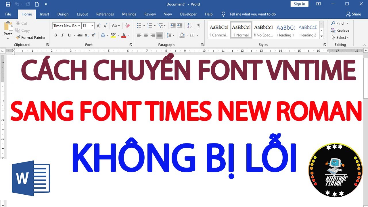 Cách Chuyển Từ Font Vntime Sang Times New Roman Không Bị Lỗi