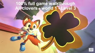 Super lucky’s tale - world 1 - Level 3 100% walkthrough - all clovers: sky castle