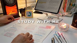 ✍️1hour STUDY WITH ME | fireplace🔥 + rain sound⛈️ | 스터디윗미  1시간 공부 , realtime