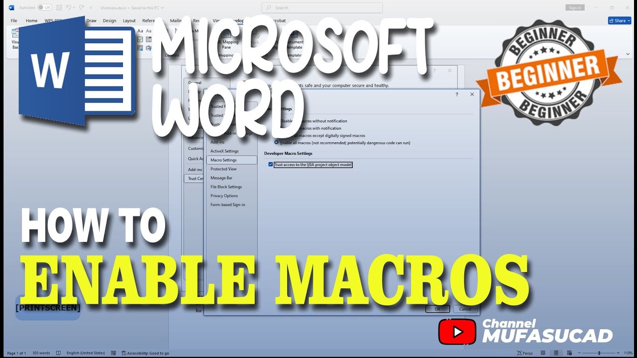 Microsoft Word How To Enable Macros - YouTube