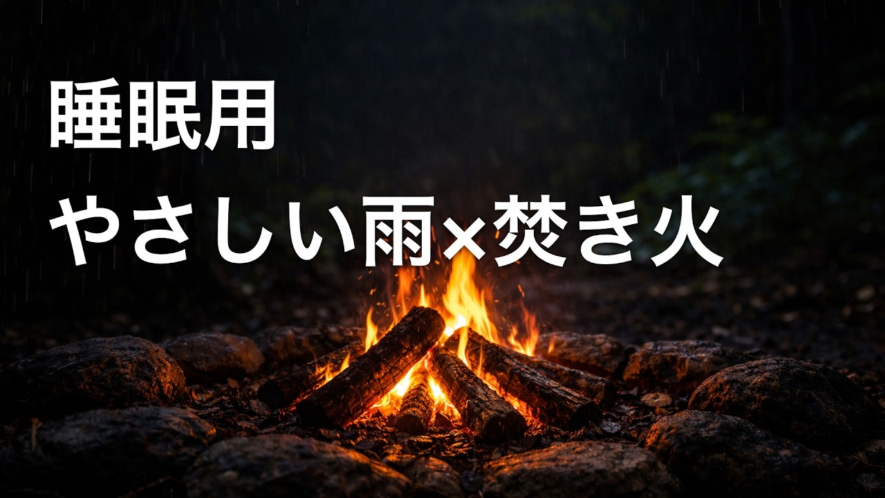 【自然音】やさしい雨×焚き火（3時間）｜朝までぐっすり｜睡眠用