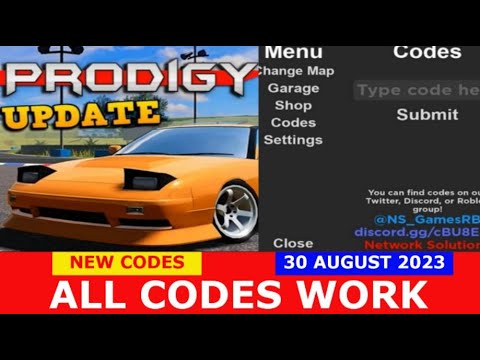 *NEW UPDATE CODES* [UPDATE] Prodigy Drift [ALPHA] ROBLOX ALL CODES 30 AUGUST 2023