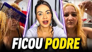 "ELA QUASE FICOU CARECA!" O ERRO DA DESCOLORAÇÃO GLOBAL FEITO EM CASA!!