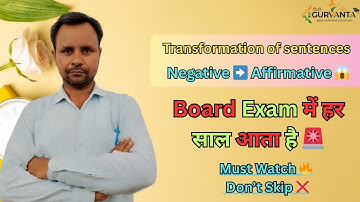 Transform the Following Sentences from Negative to Affirmative | Class 12 English Grammar