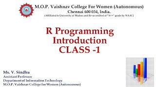 R Programming Introduction Class 1 - Ms. V. Sindhu