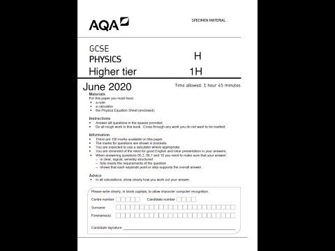 LEAKED 2020 PHYSICS PAPER AQA