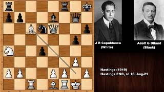 Jose Raul Capablanca vs Adolf Georg Olland - Hastings (1919) screenshot 4