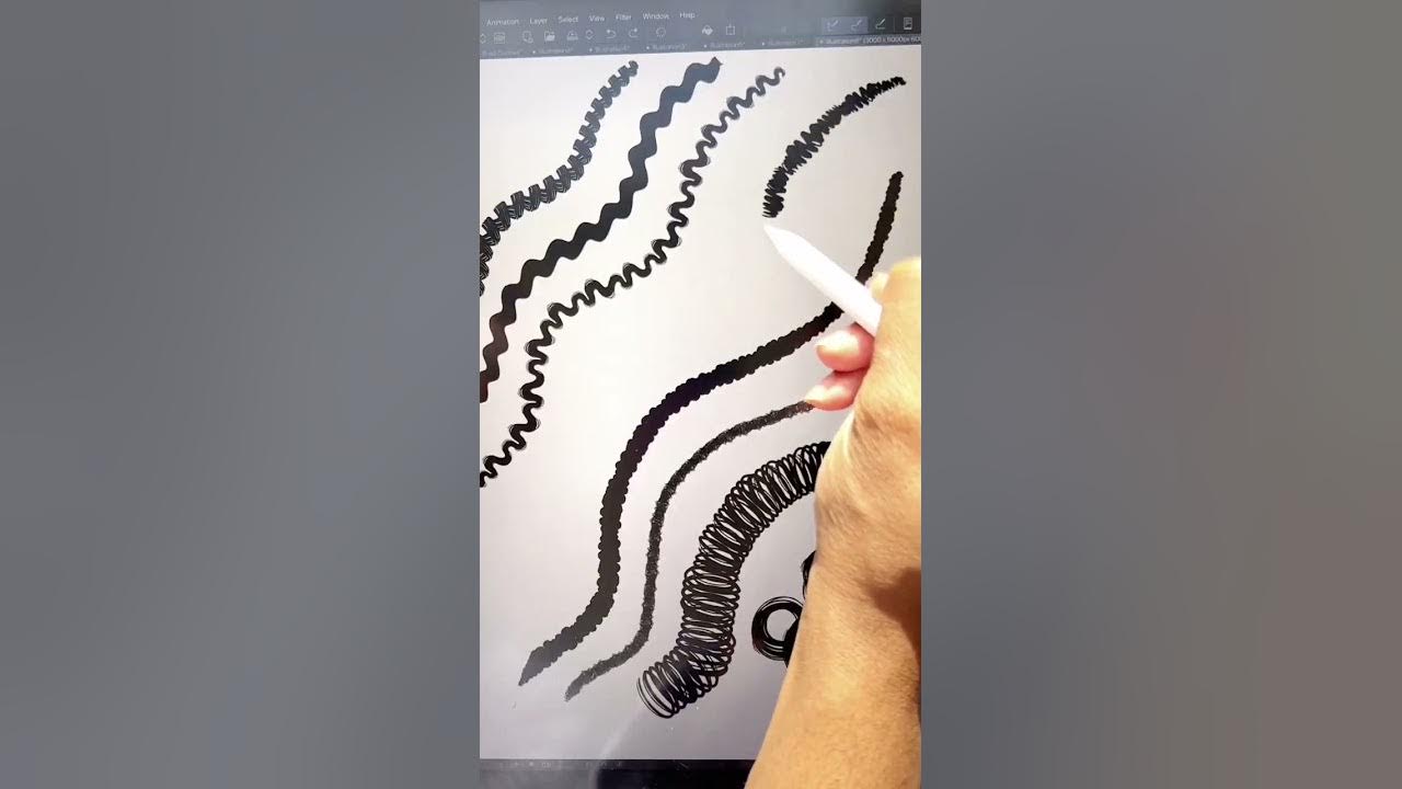 Digital Curl Brushes for Procreate Clip Studio Paint & More