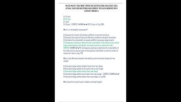 WATER WASTE TREATMENT OPERATOR CERTIFICATION EXAM ACTUAL EXAM 200 QUESTIONS AND CORRECT DETAILED ANS