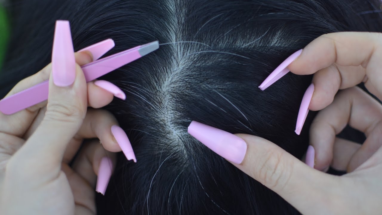 ASMR Relaxing Scalp Check, Plucking Grey Hair For Relieve Stress, Anxiety ( No Talking )