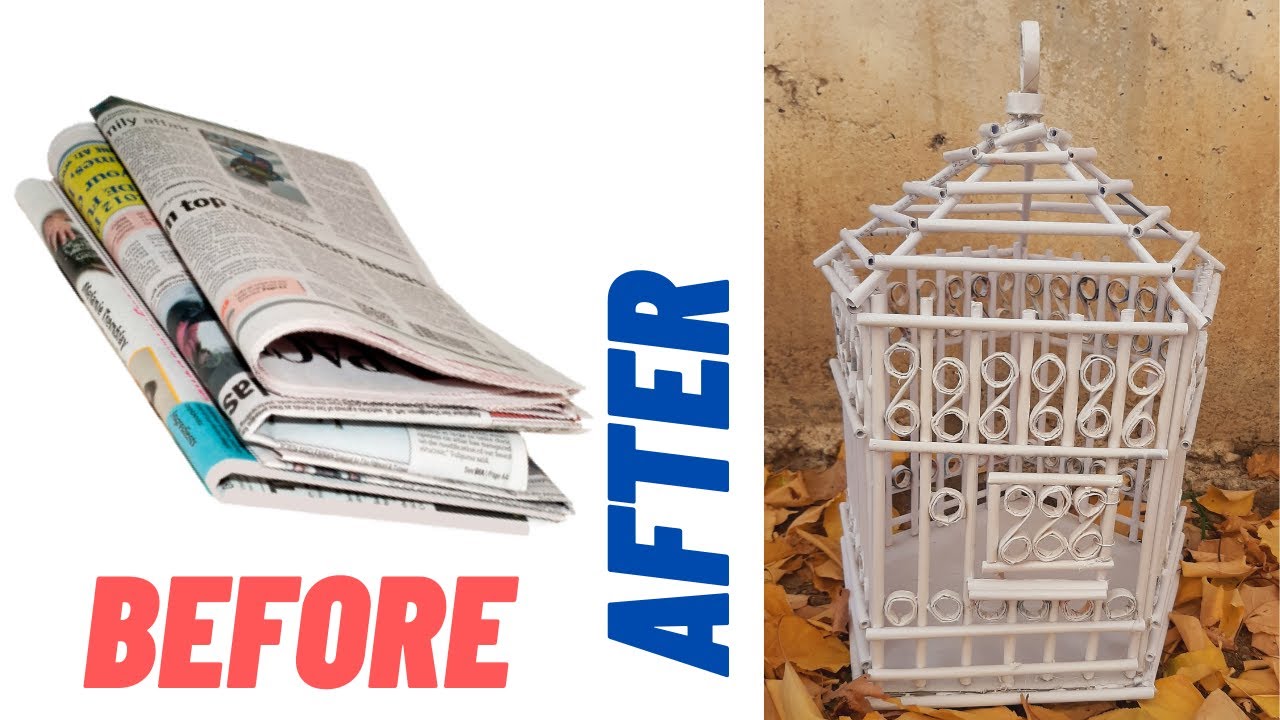 DIY Adorable Paper (Newspaper) Bird Cage Craft Build Your Bird's Cage