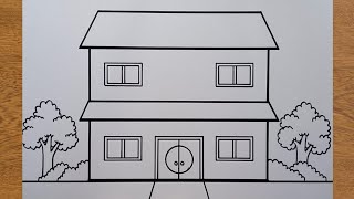 How to Draw a Level House || Easy House Drawing for Beginners