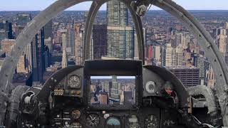 Chicago helicopter tour flying through w Google earth studio, onboard cockpit-mounted camera view