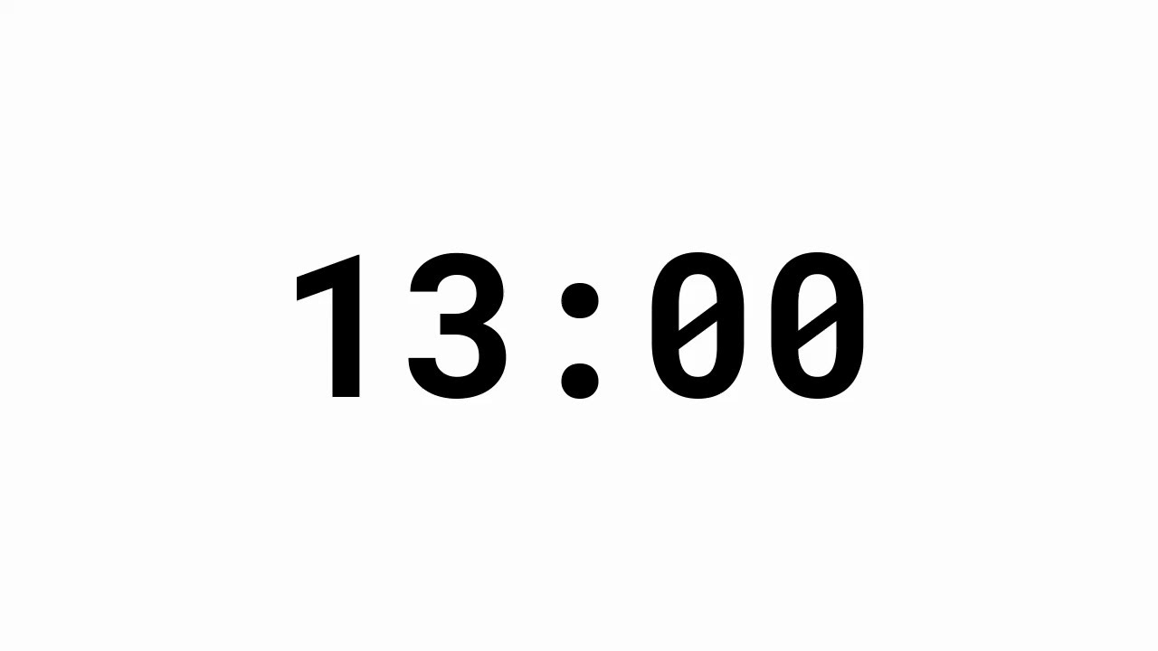13 Minute Countdown Timer -  White Background