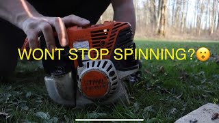 Stihl Trimmer Head Won't Stop Spinning (EASY FIX)