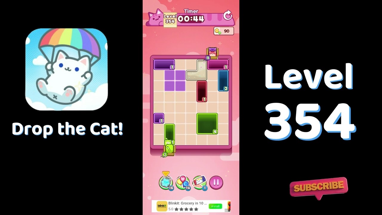 🎮 Drop the Cat! Level 354 Walkthrough | Fun Candy Puzzle