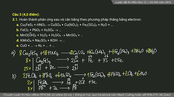 Các phương trình cân bằng oxi hóa khử khó