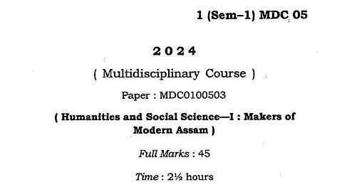 FYUGP 1st Sem (Multi Disciplinary Course) MDC0100503 Question paper 2024 Guwahati University#shorts 