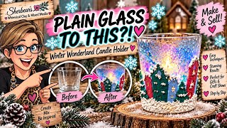 I Turned Plain Glass Into a MAGICAL Winter Village Candle Holder!