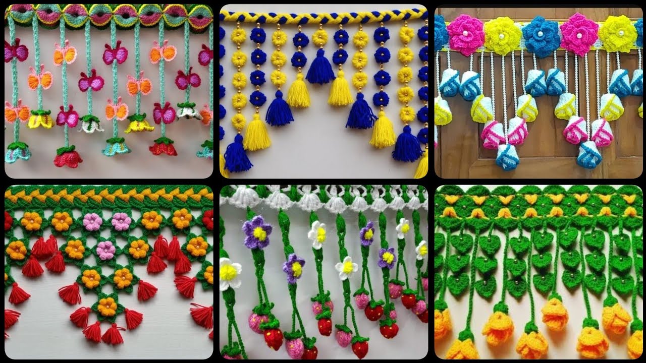 Beautiful crochet door hanging toran design//new handmade woolen toran design