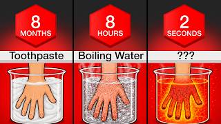 Comparison: How Long For Your Hand To Dissolve In ?
Your hand could sit in tap water for a while, but MCDONALDS FRYER OIL would eat right through it. But glowing hot magma would be even more destructive... Watch to see how different scenarios and liquids compare, ranked from the most harmless all the way up to the most intense, and find out which one tops the chart.
This probability comparison/comparison video is based on relevant sources and community discussions. All numbers and facts listed might not be up to date, valid, or in any specific order.
Sources: https://pastebin.com/WrE5BWs0
Like if you enjoyed this #ComparisonVideo and Subscribe to #WatchData for daily #Comparison content! Comparison: How Long For Your Hand To Dissolve In ?